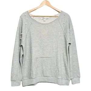 Vintage Havana Pearl Beaded Pullover Gray Sweatshirt Size Small NWT Oversized